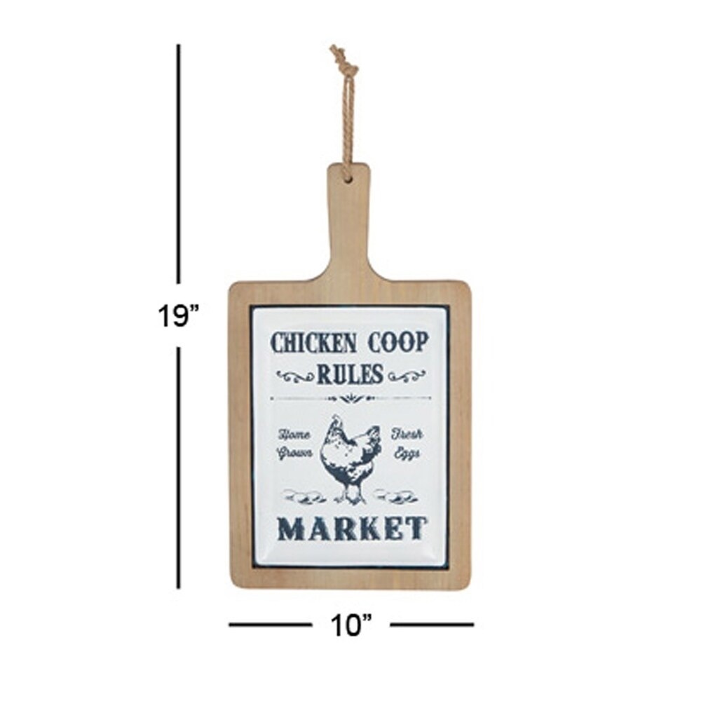 Farmhouse Chicken Coop Rules Wall Decor Wood & Metal Sign New - Picture 3 of 3